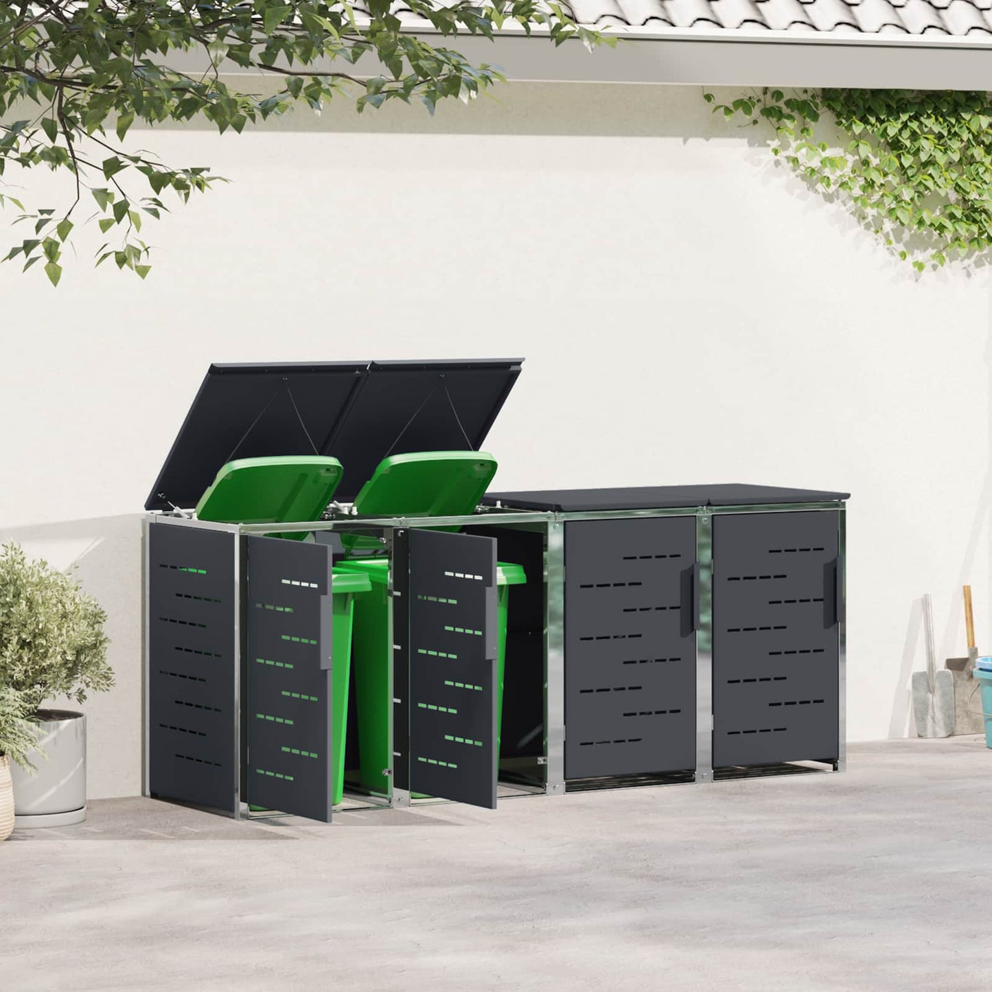 Wheelie Bin Storage for 4 Bins 240L Stainless Steel Anthracite
