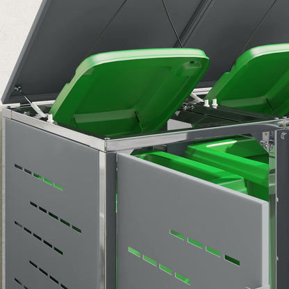 Wheelie Bin Storage for 2 Bins 240L Stainless Steel Grey