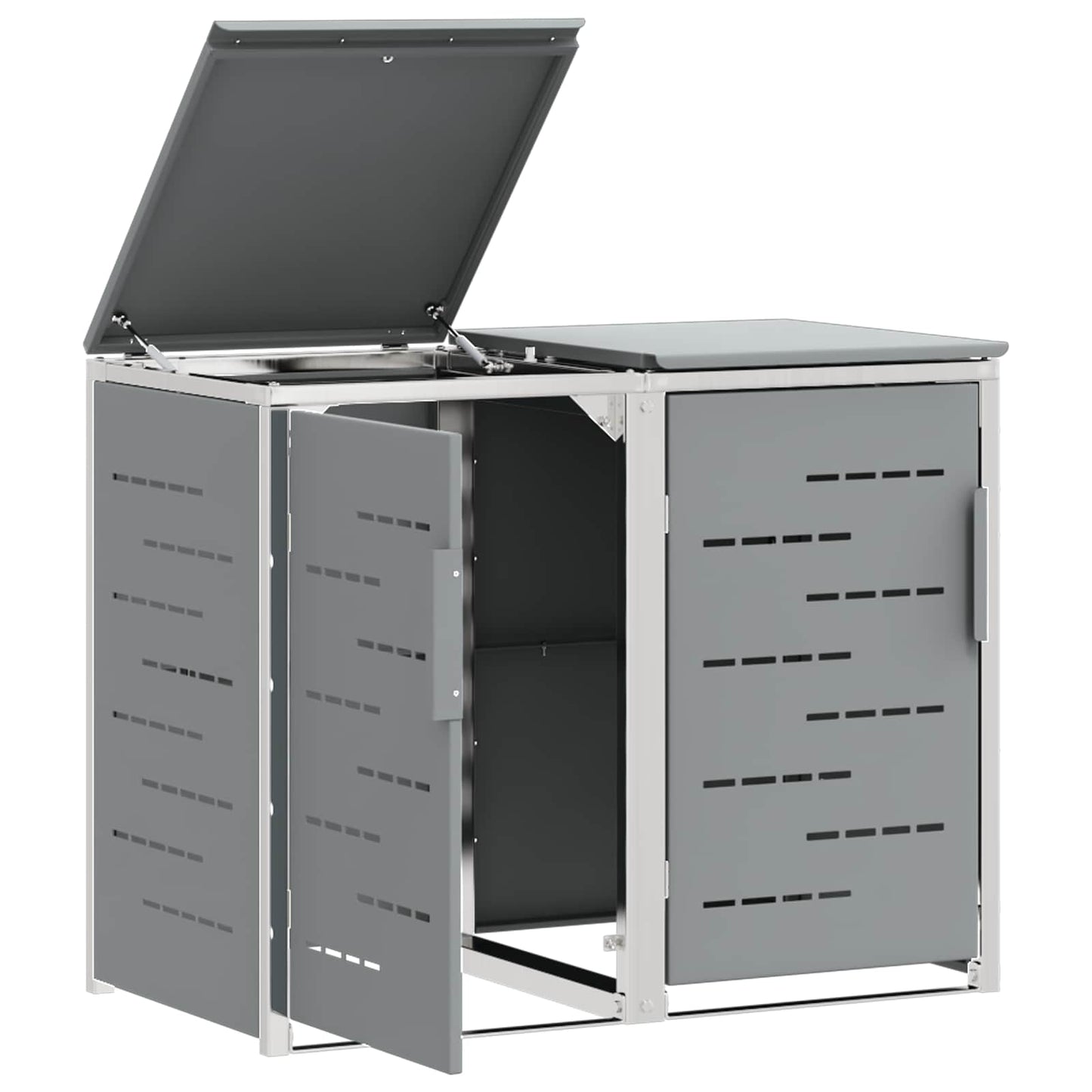 Wheelie Bin Storage for 2 Bins 240L Stainless Steel Grey