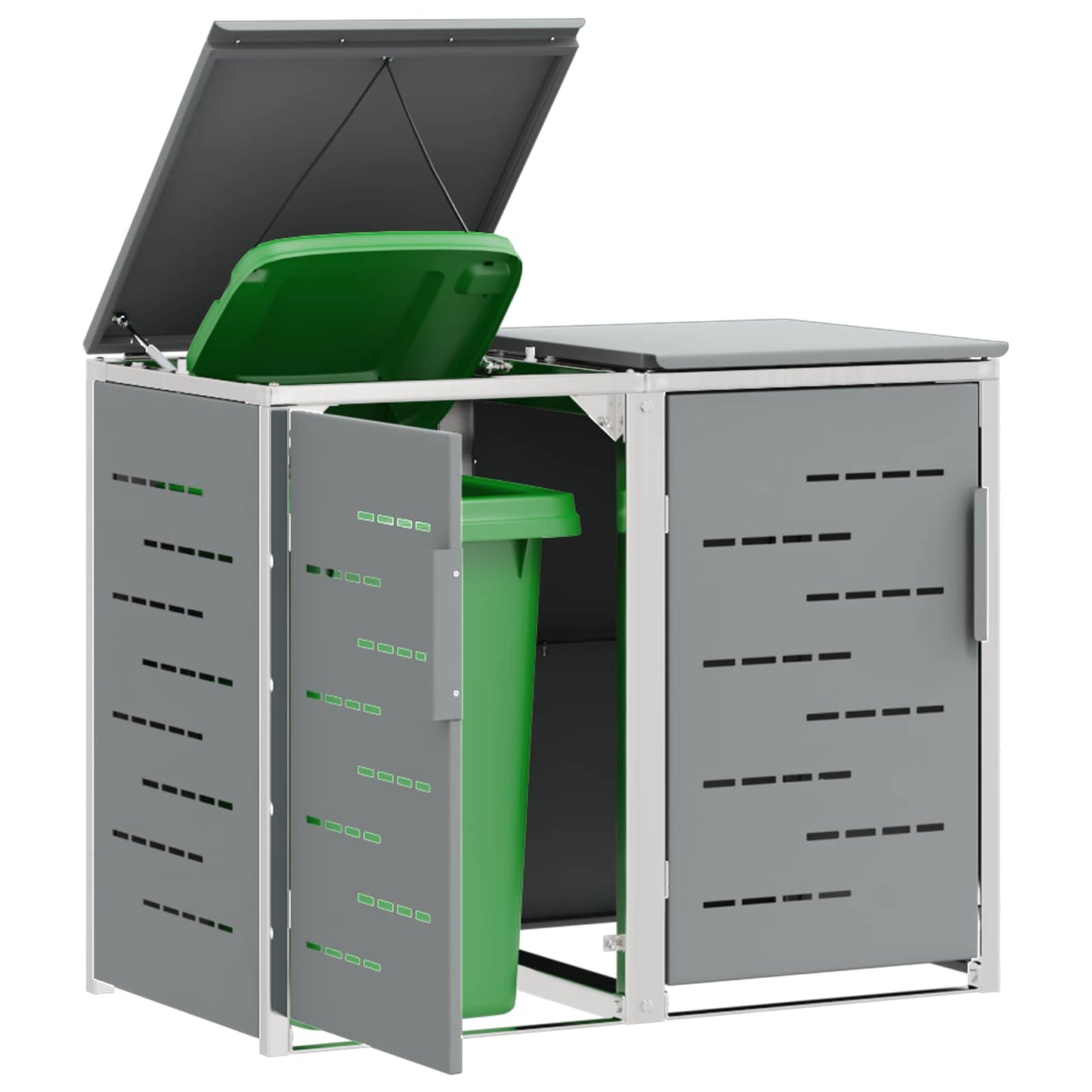 Wheelie Bin Storage for 2 Bins 240L Stainless Steel Grey