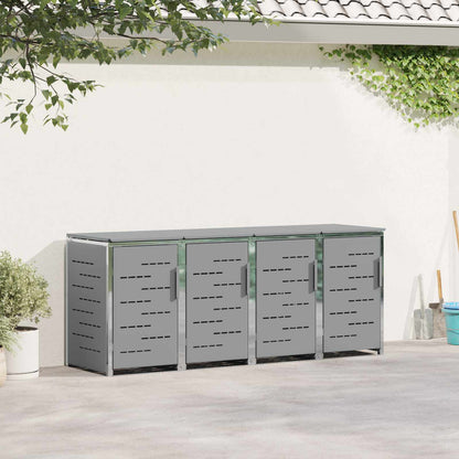 Wheelie Bin Storage for 4 Bins 240L Stainless Steel Grey