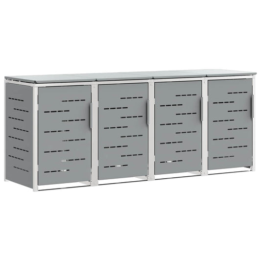 Wheelie Bin Storage for 4 Bins 240L Stainless Steel Grey