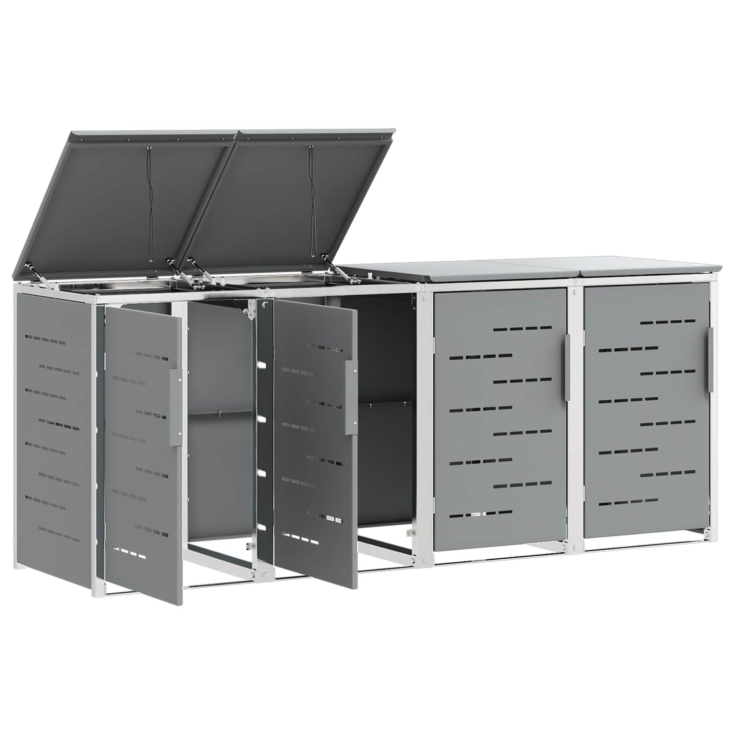 Wheelie Bin Storage for 4 Bins 240L Stainless Steel Grey