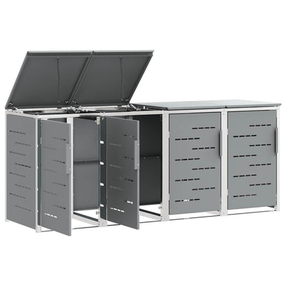 Wheelie Bin Storage for 4 Bins 240L Stainless Steel Grey