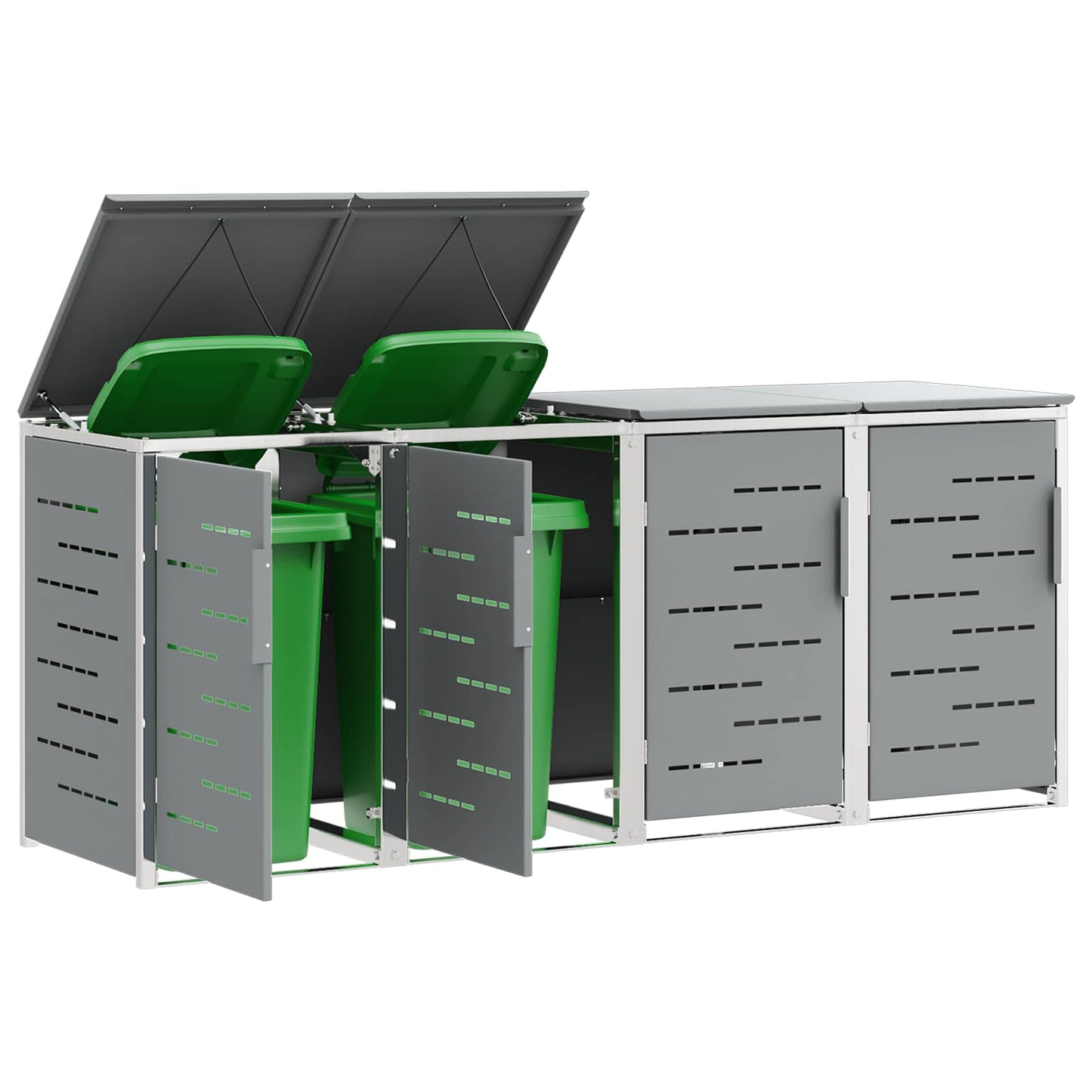 Wheelie Bin Storage for 4 Bins 240L Stainless Steel Grey