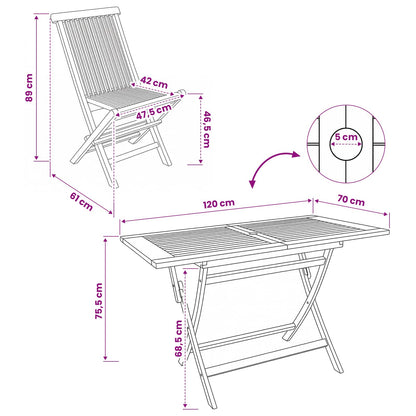 Garden Furniture Set 5 pcs Natural Solid Teak Wood