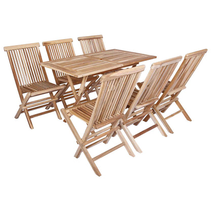 Garden Furniture Set 7 pcs Natural Solid Teak Wood