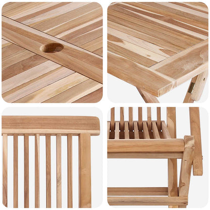 Garden Furniture Set 7 pcs Natural Solid Teak Wood