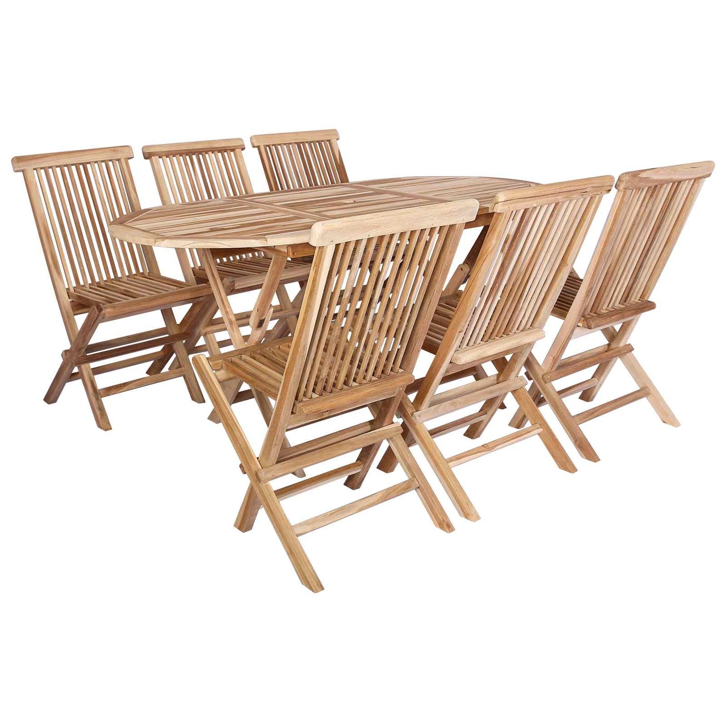 Garden Furniture Set 7 pcs Natural Solid Teak Wood