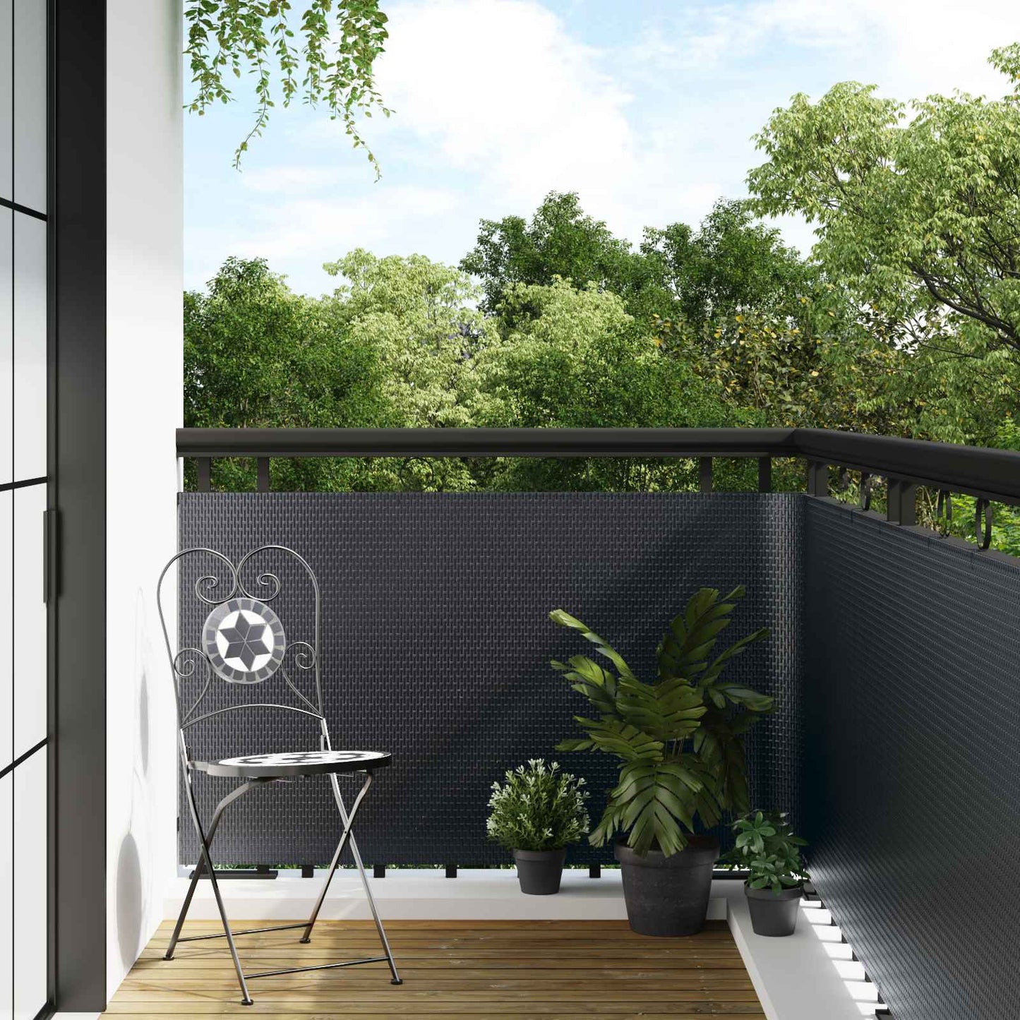Balcony Screen Dark Grey 600 x 100 cm Poly Rattan