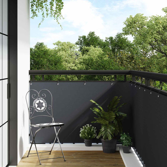 Balcony Screen with Eyelets 600 x 100 cm Poly Rattan Anthracite