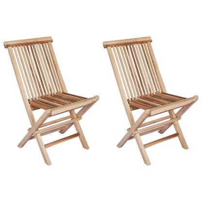 Folding Garden Chair 2 pcs Natural Solid Teak Wood