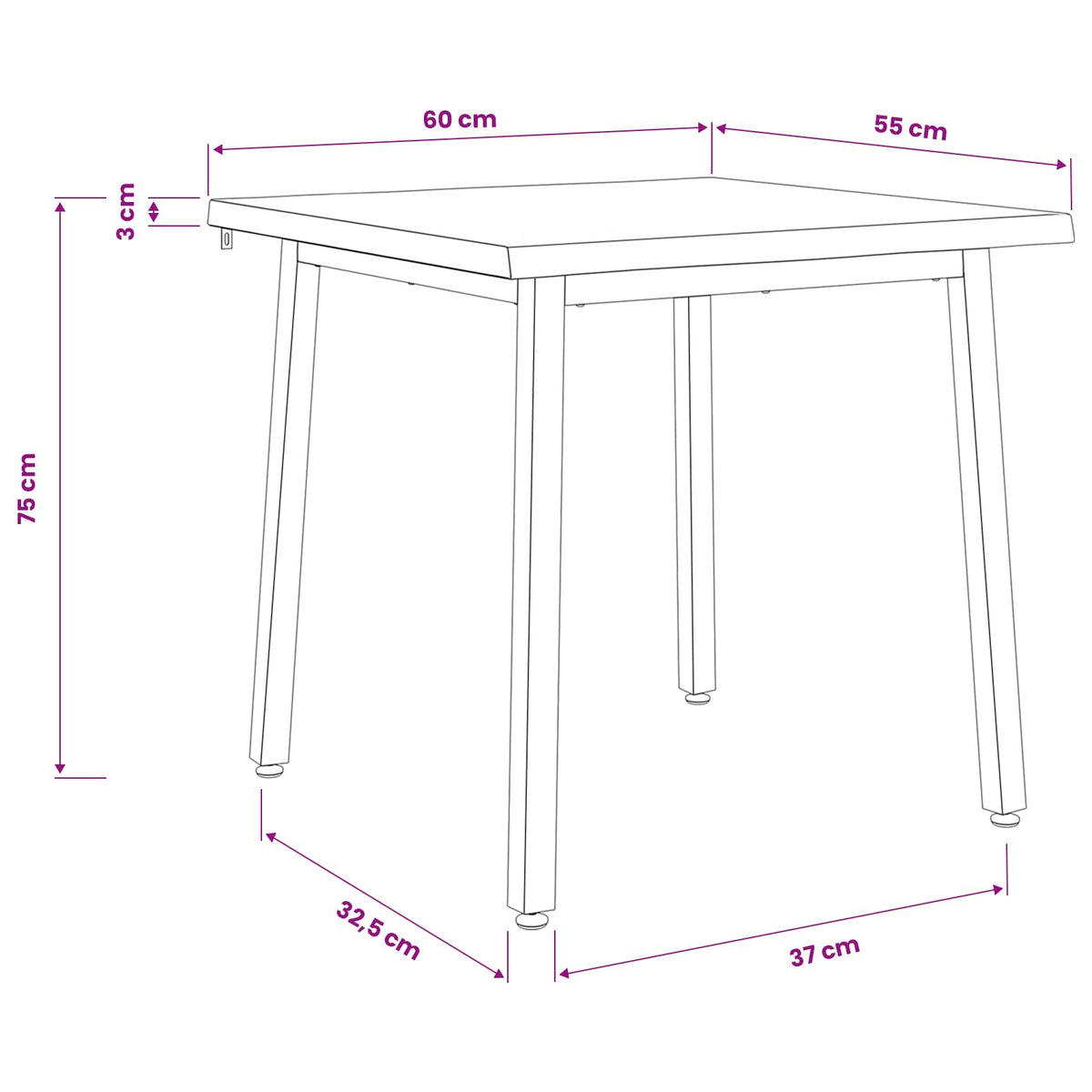 60 x 55 x 75 cm Solid Acacia Wood Dark Brown and White