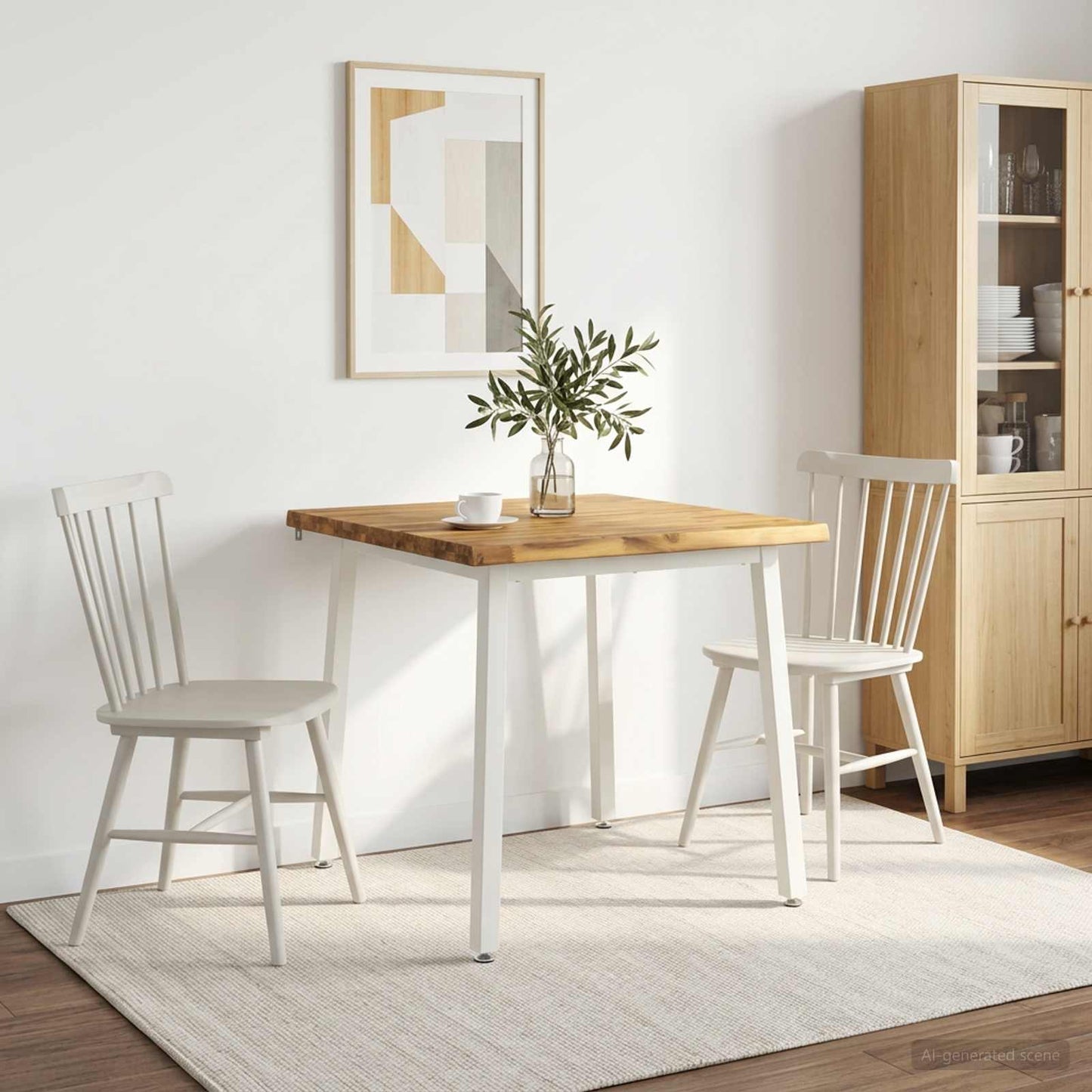 70 x 70 x 75 cm Solid Acacia Wood White Square