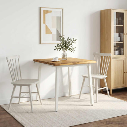 70 x 70 x 75 cm Solid Acacia Wood White Square