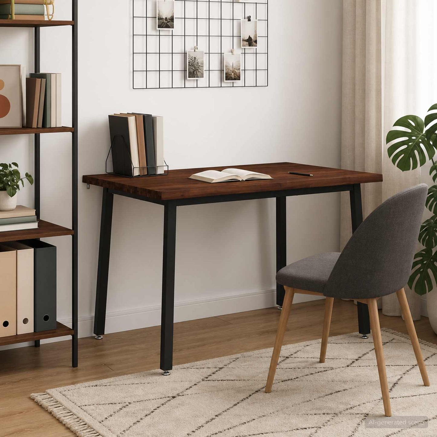 110 x 55 x 75 cm Solid Acacia Wood Dark Brown and Black