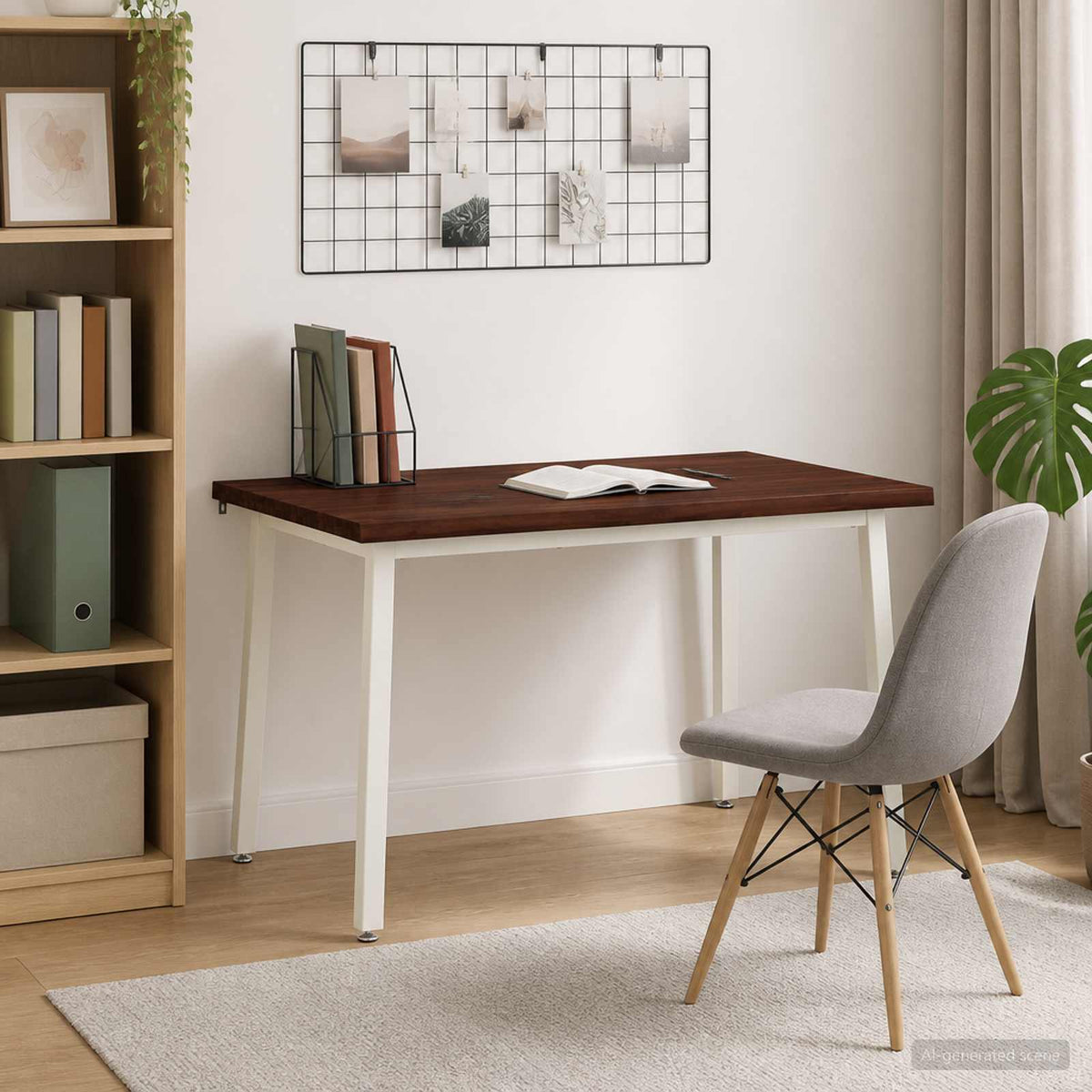 110 x 55 x 75 cm Solid Acacia Wood Dark Brown and White