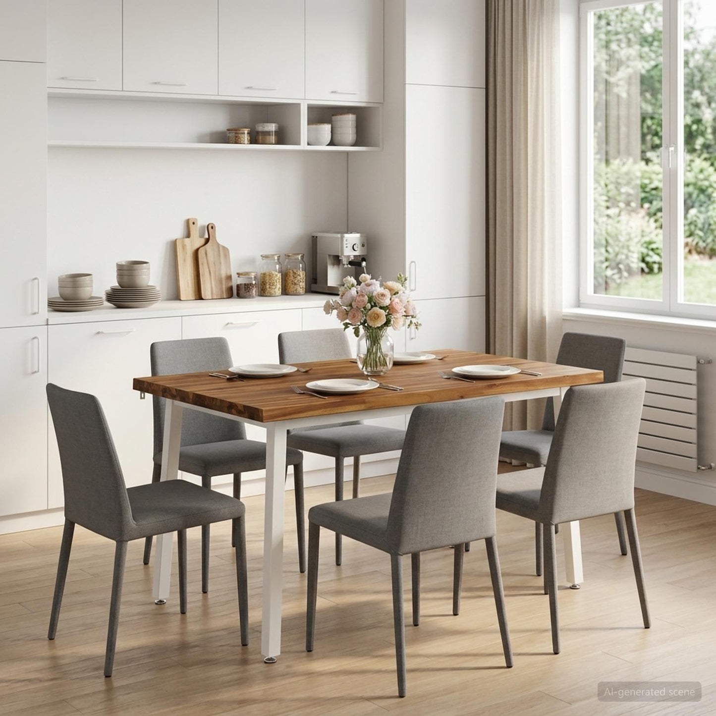 110 x 55 x 75 cm Solid Acacia Wood Natural and White
