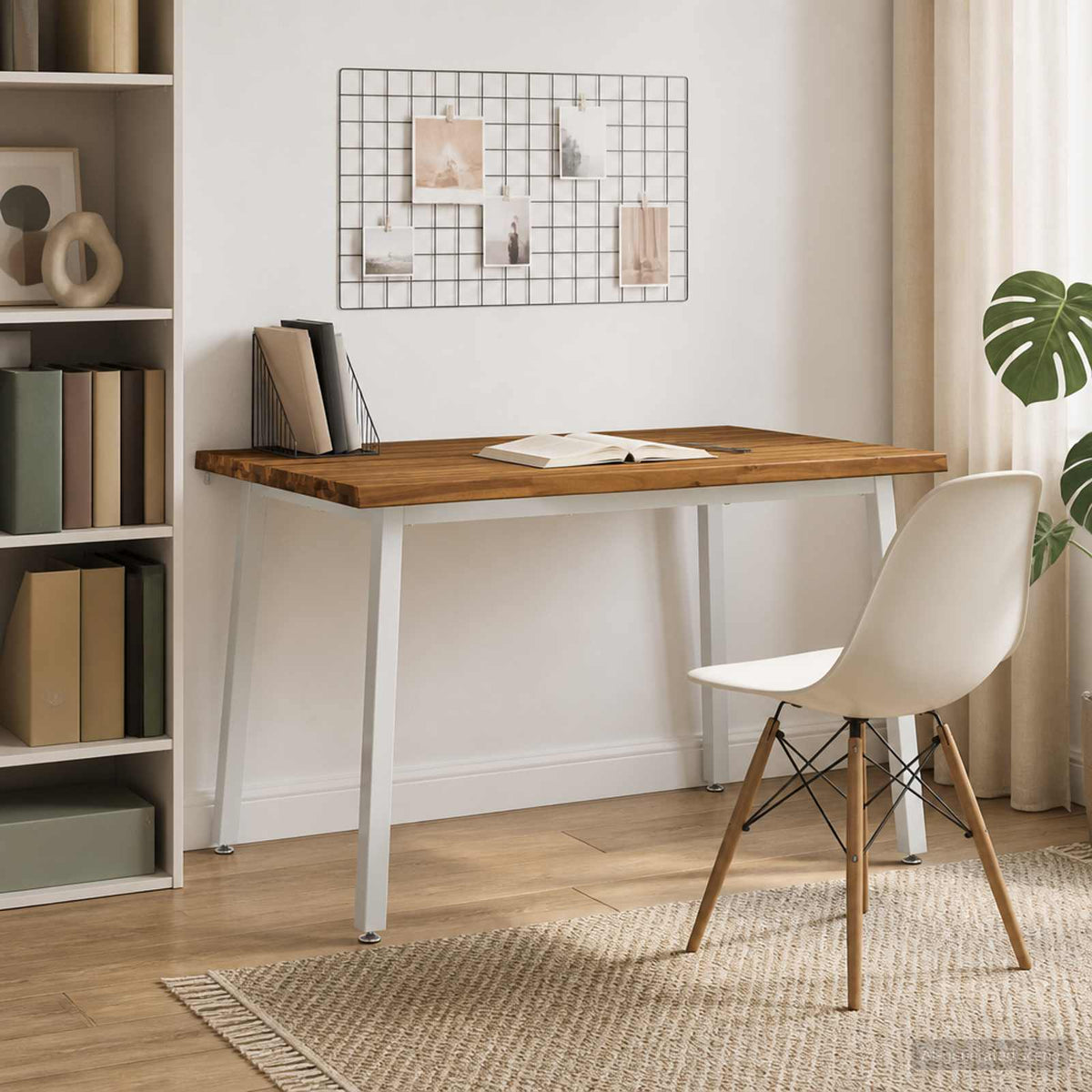 90 x 55 x 75 cm Solid Acacia Wood Natural and White Rectangular