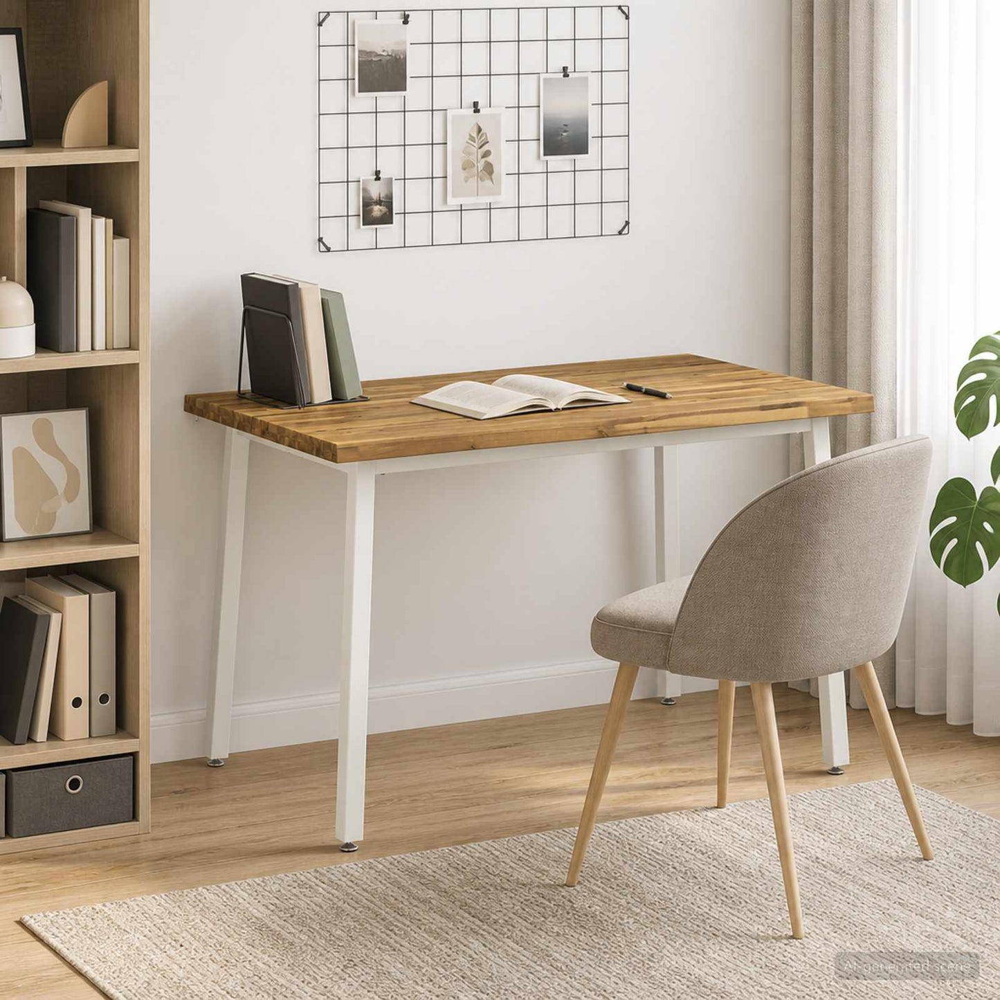 110 x 55 x 75 cm Solid Acacia Wood White Rectangular