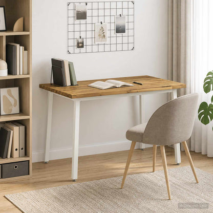 110 x 55 x 75 cm Solid Acacia Wood White Rectangular
