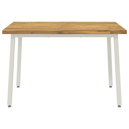 90 x 55 x 75 cm Solid Acacia Wood White Rectangular