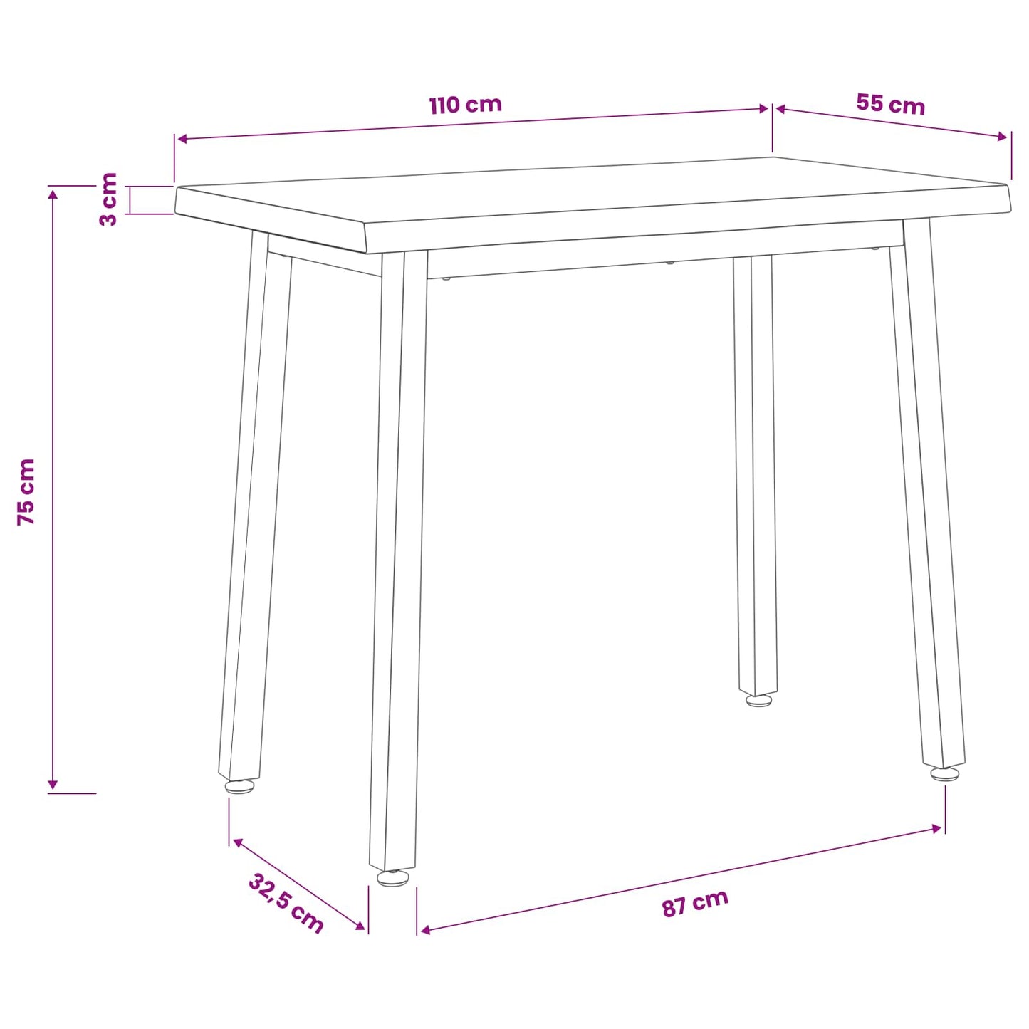 110 x 55 x 75 cm Solid Acacia Wood Dark Brown and Black