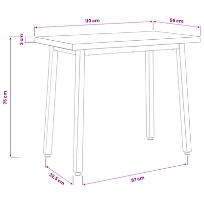 110 x 55 x 75 cm Solid Acacia Wood Natural and Coffee