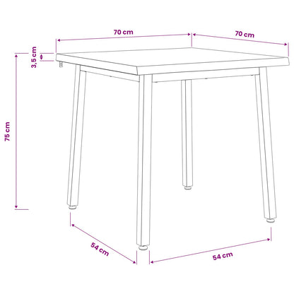 70 x 70 x 75 cm Solid Acacia Wood Dark Brown and Black Square