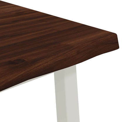 70 x 70 x 75 cm Solid Acacia Wood Dark Brown and White Square