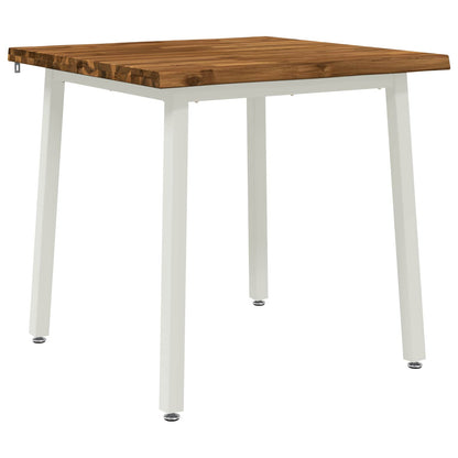 70 x 70 x 75 cm Solid Acacia Wood Natural and White Square