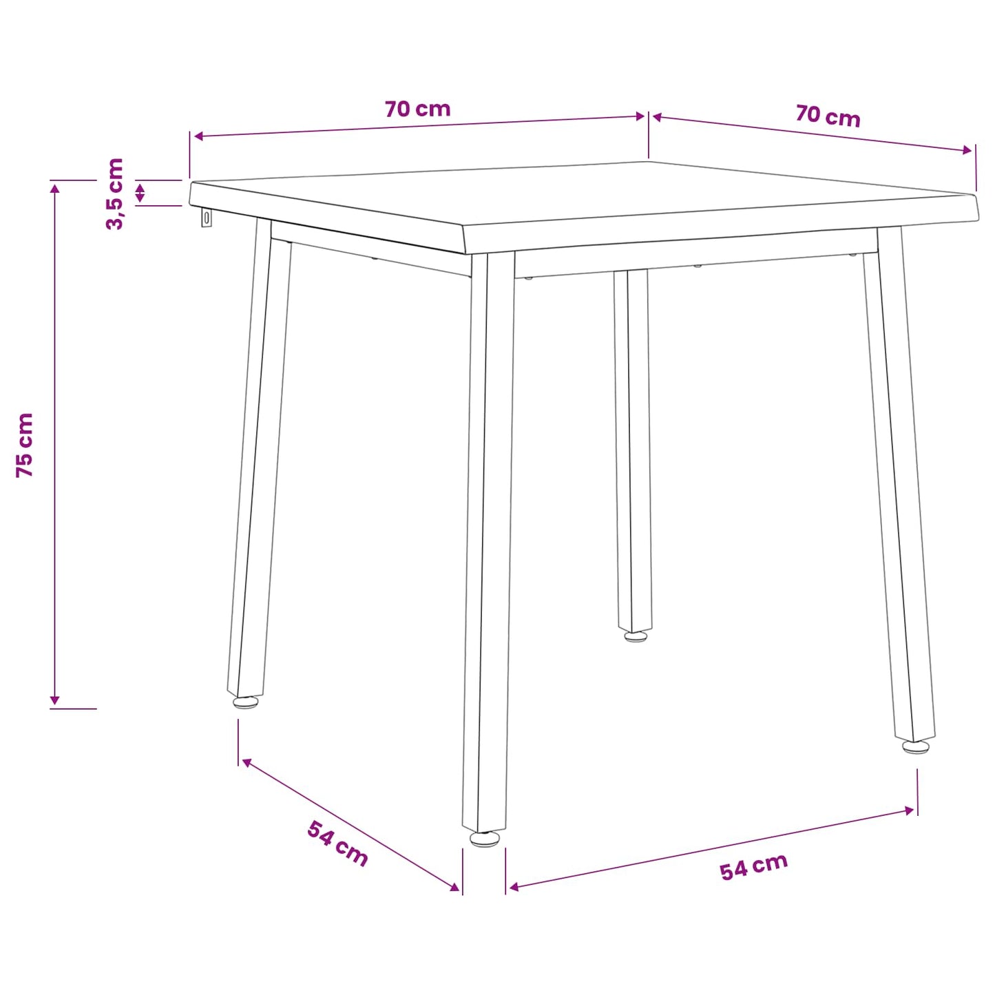 70 x 70 x 75 cm Solid Acacia Wood Natural and White Square