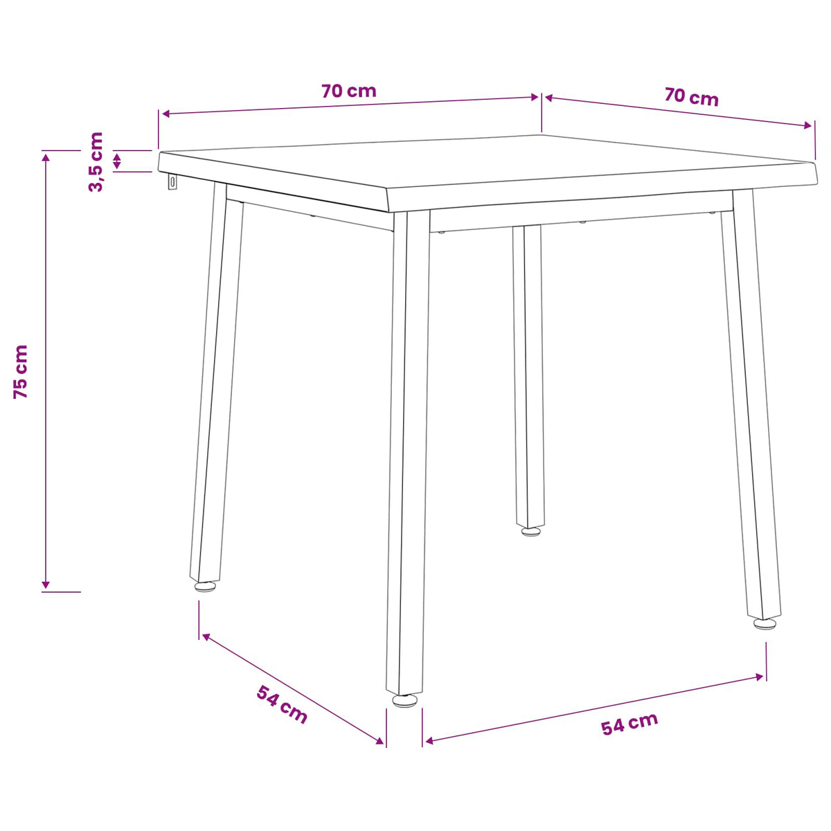 70 x 70 x 75 cm Solid Acacia Wood White Square
