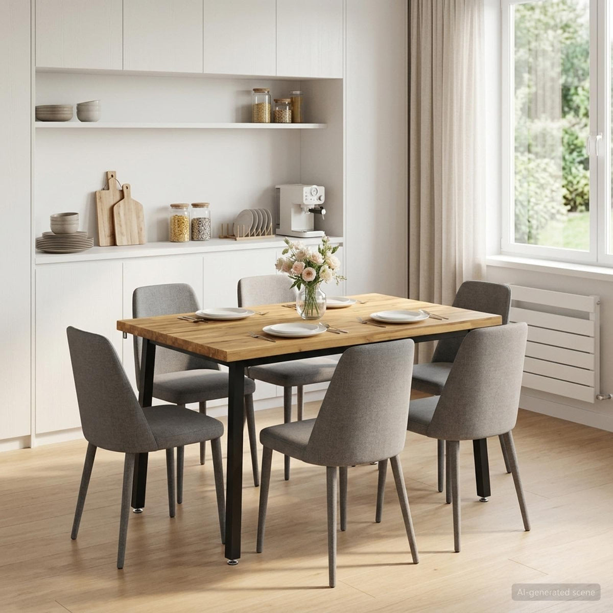 120 x 80 x 75 cm Solid Acacia Wood White and Black Rectangular