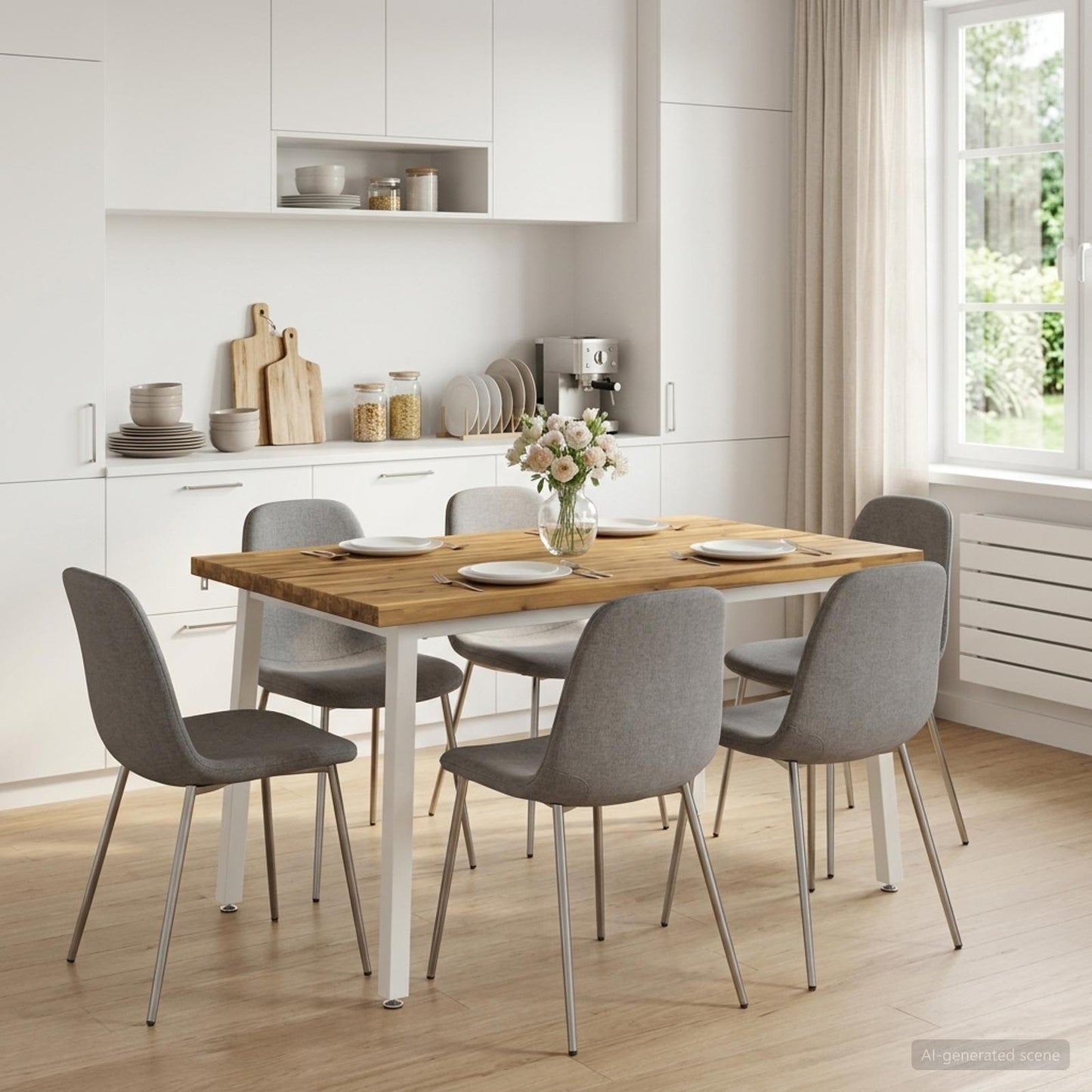 120 x 80 x 75 cm Solid Acacia Wood White Rectangular