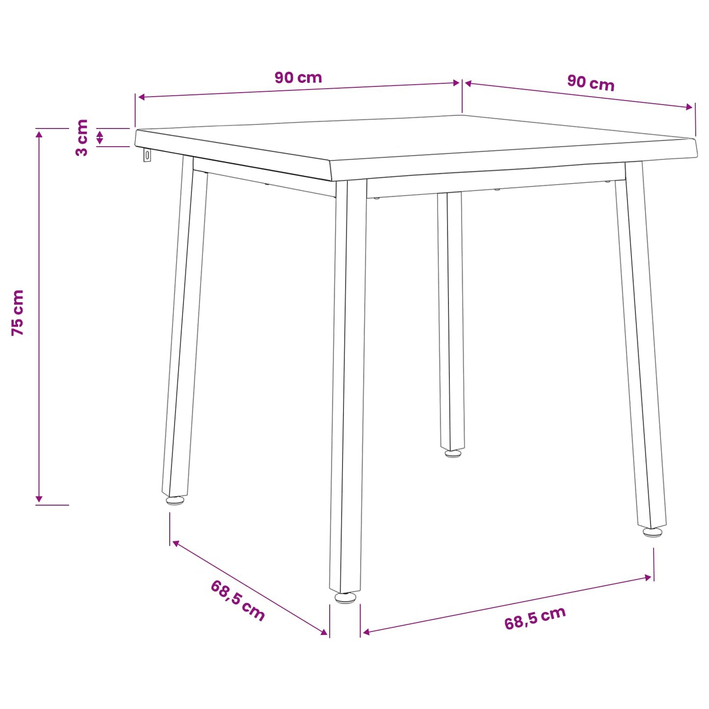 90 x 90 x 75 cm Solid Acacia Wood Natural and Coffee Square