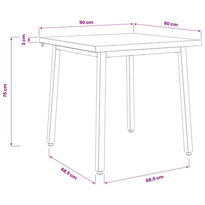 90 x 90 x 75 cm Solid Acacia Wood Natural and Coffee Square