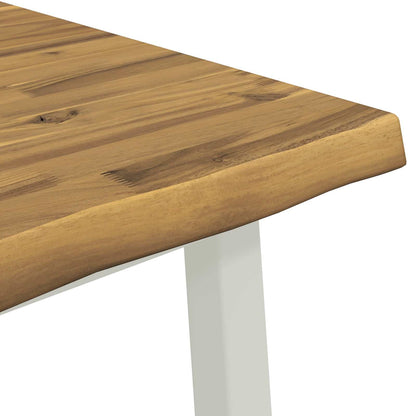 90 x 90 x 75 cm Solid Acacia Wood White Square