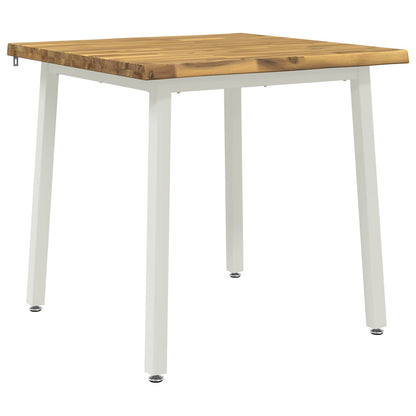90 x 90 x 75 cm Solid Acacia Wood White Square