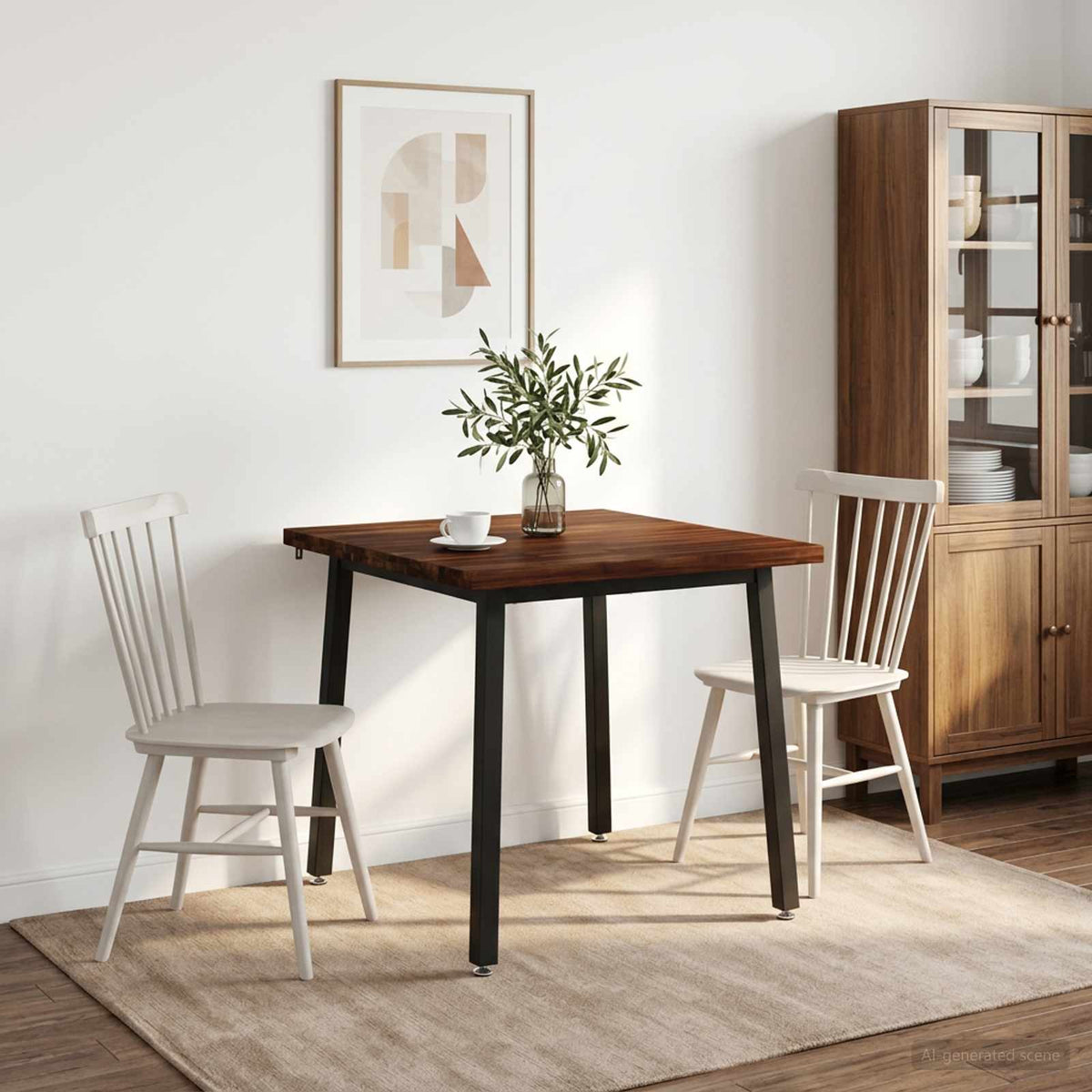 60 x 55 x 75 cm Solid Acacia Wood Dark Brown and Black