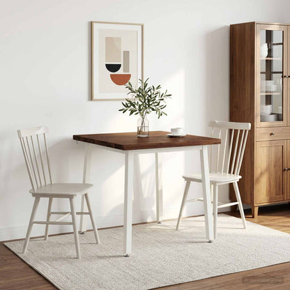 60 x 55 x 75 cm Solid Acacia Wood Dark Brown and White