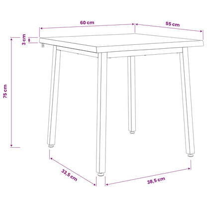 60 x 55 x 75 cm Solid Acacia Wood Dark Brown and White