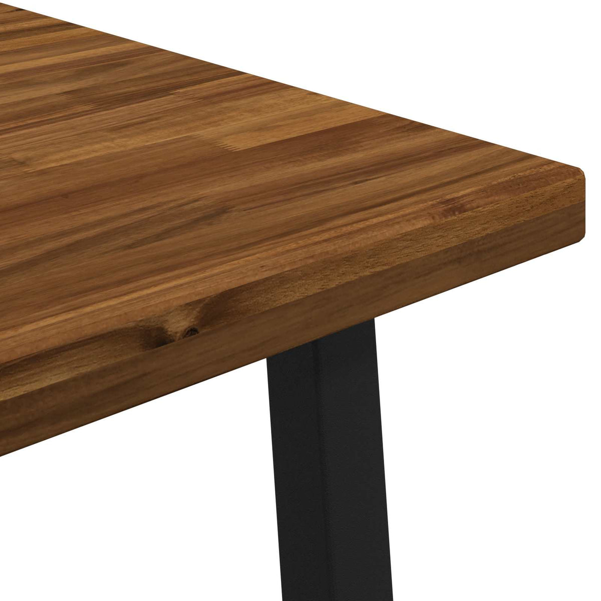 60 x 55 x 75 cm Solid Acacia Wood Natural and Black Rectangular