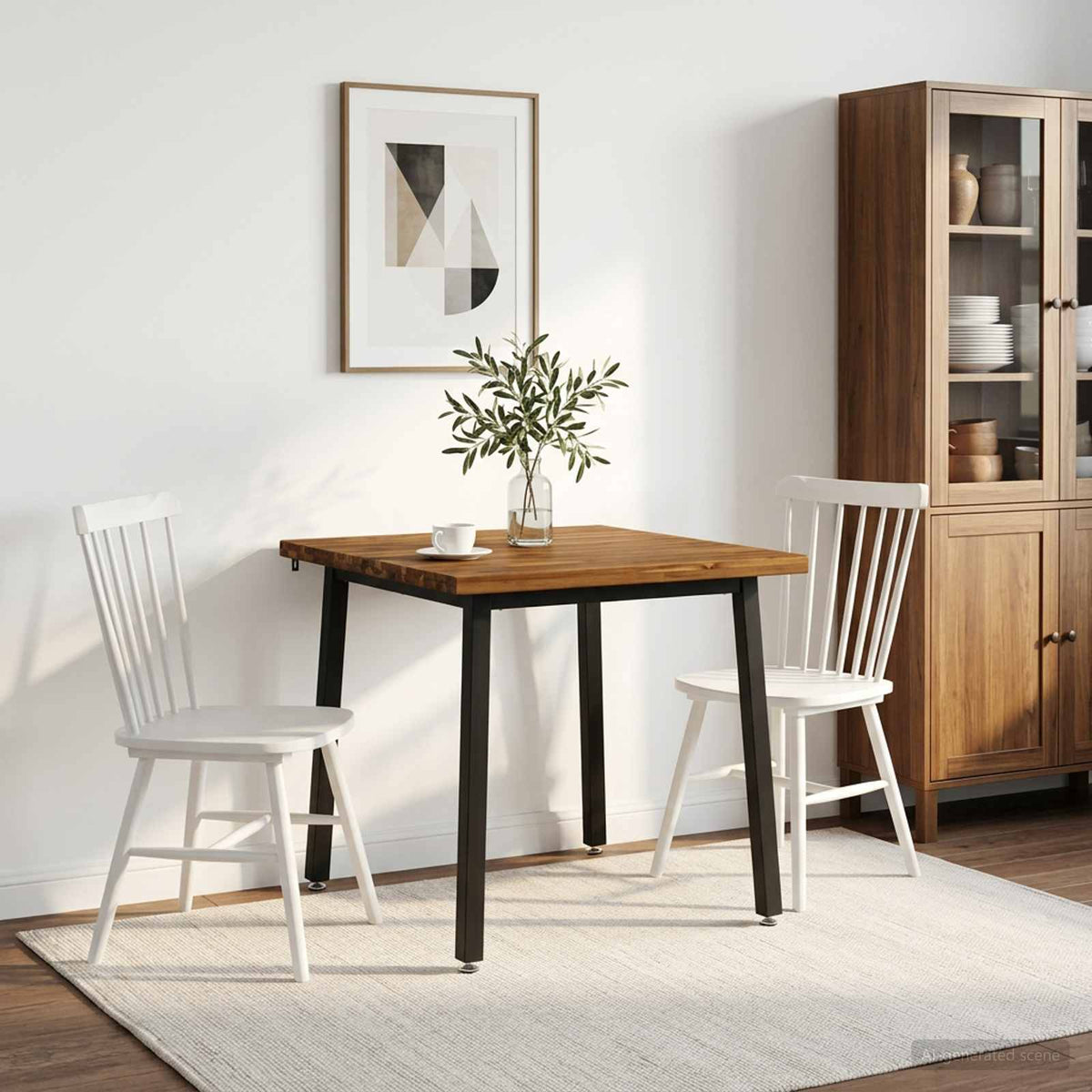 60 x 55 x 75 cm Solid Acacia Wood Natural and Black Rectangular