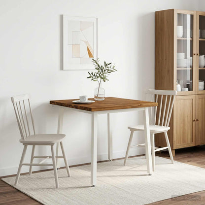 60 x 55 x 75 cm Solid Acacia Wood Natural and White Rectangular