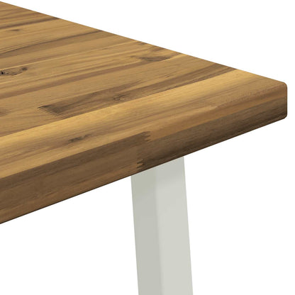 60 x 55 x 75 cm Solid Acacia Wood White Rectangular