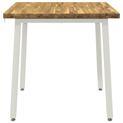 60 x 55 x 75 cm Solid Acacia Wood White Rectangular