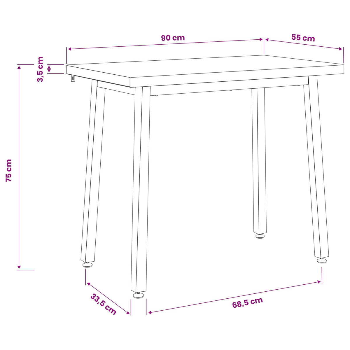 90 x 55 x 75 cm Solid Acacia Wood Dark Brown and Black