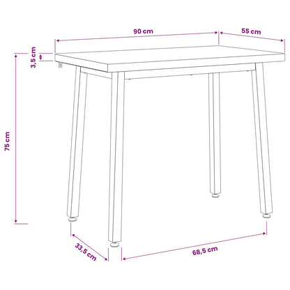 90 x 55 x 75 cm Solid Acacia Wood Dark Brown and Black