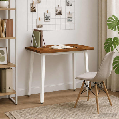 90 x 55 x 75 cm Solid Acacia Wood Natural and White Rectangular